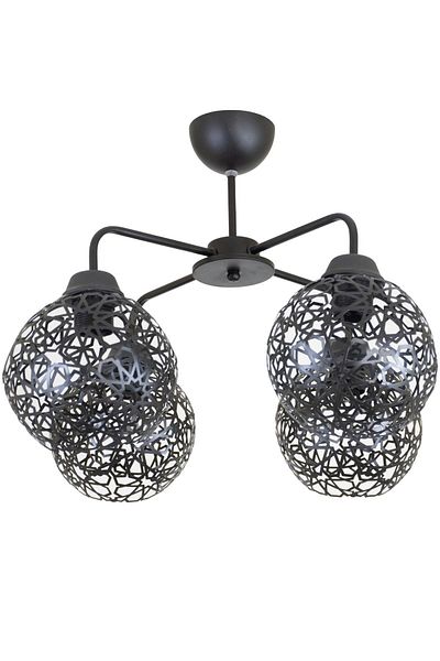Lambadar Quadruple Seljuk Model Modern Black Plafonier Chandelier