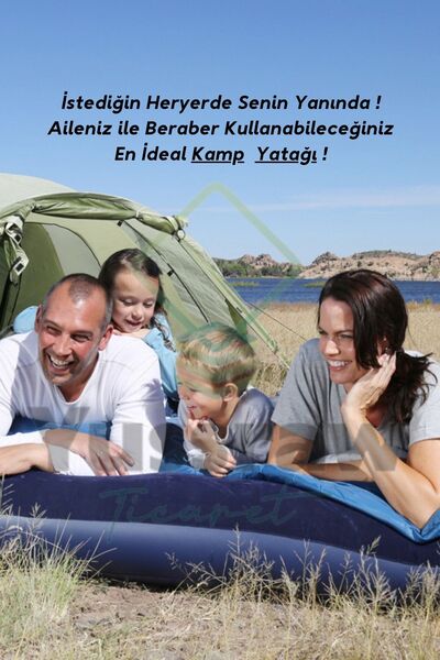 Yussraw şişme kamp yatağı Çift Kişilik Şişme Yatak Pompa Ve 2 Yastık Dahil