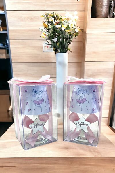 Tiem Concept Baby Gift Pink Decorated Ballerina Printed Lampshade Candle Holder (10 Pieces)
