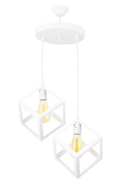 Lambadar Rustik Retro Model Geometrik Sarkıt Metal Küp Avize