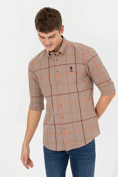 U.S. Polo Assn. Ανδρικό πουκάμισο σε γκρι χρώμα