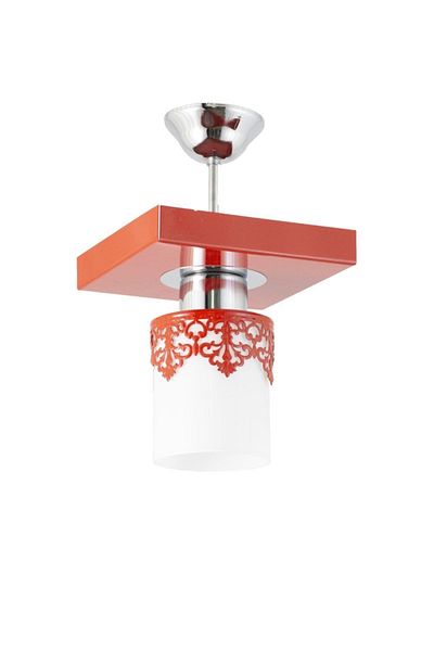 Lambadar Single Modern Sports Model Red Chandelier with Square Tray Crown