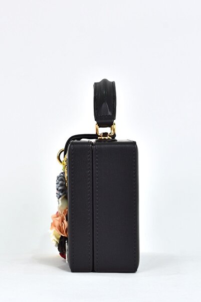 ELATAE Geantă de mână elegantă cu curea de umăr pentru femei, model cu flori și pietre 17611