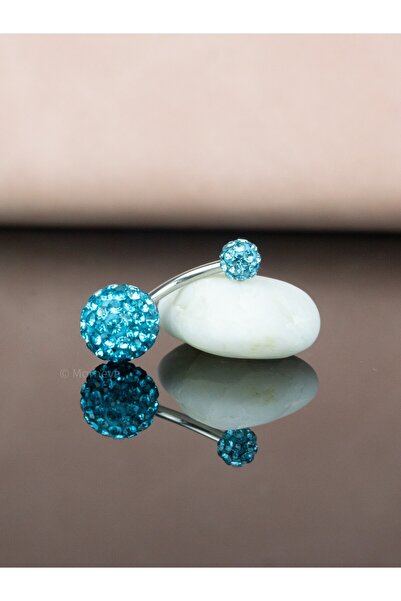 MORNEVA Çift Şambala Kristal Taşlı Çelik Belly Göbek Piercingi