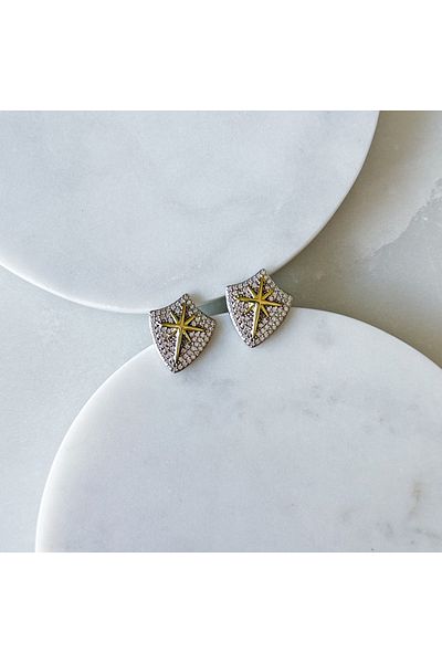 CHARMLUCKY Steel Rhinestone Earrings