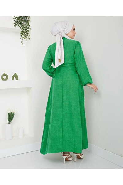 YILMAZBARMAZ λινό φόρεμα - λεπτομέρεια στο πλάι