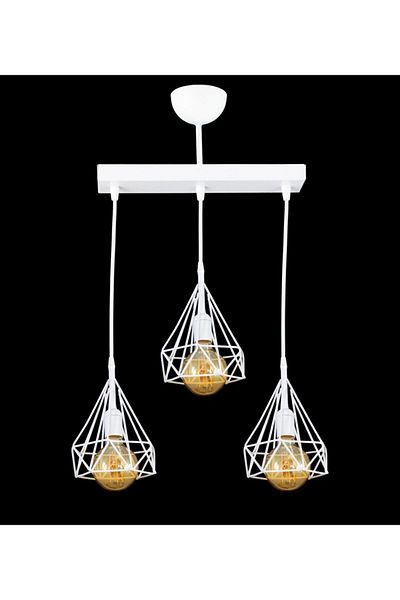 Lambadar Triple White Prism Model Pendant Chandelier