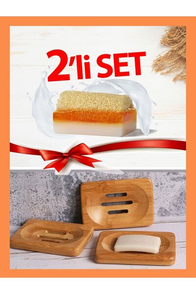 Aytan Home Keçi Sütlü Ballı Kabak Lifli Sabun + Bambu Katı Sabunluk (doğal Ah...