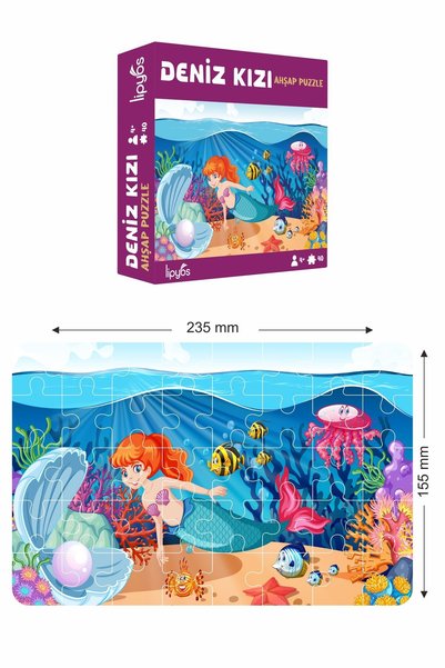LİPYOS Deniz Kızı 40 Parça Mini Ahşap Puzzle