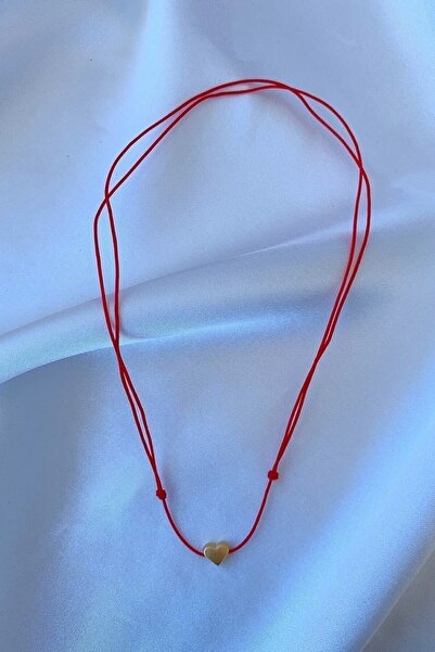 Pasha Collection Kırmızı Ipli Kalp Uçlu Choker Kolye