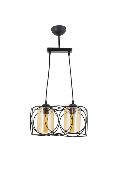 Lambadar Modern Sports Round Geometric Double Black Balcam Metal Pendant Lamp Chandelier