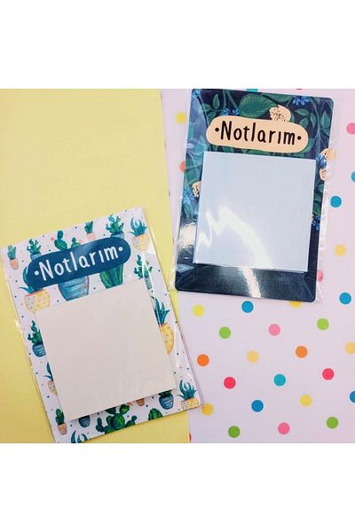 Fatofotofan Cactus Patterned and Botanical Garden Floral Patterned Note Holder Refrigerator Magnet Set of 2