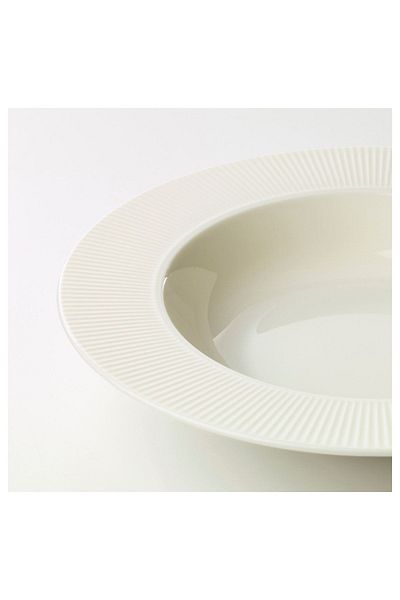 IKEA Ofantlıgt 4 Pieces Deep Serving Plate Porcelain Dinner Set White 24 Cm