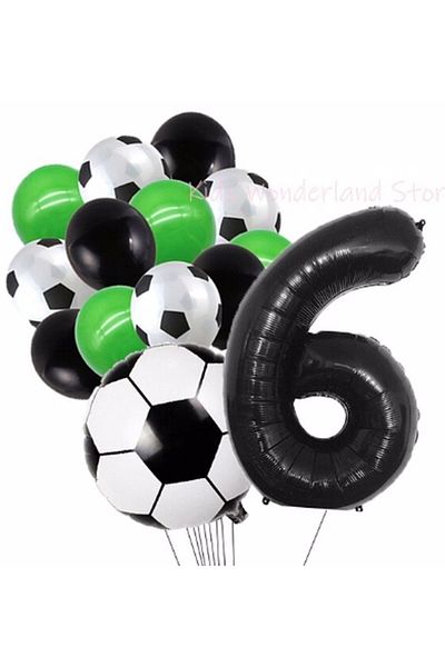 Parti Station Soccer Ball Match 6 Year Old Balloon Set Soccer Ball Match Concept Birthday Set Age Balloon Set