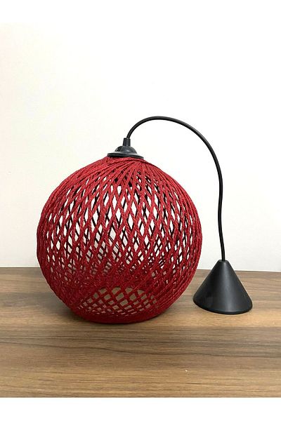 AFRALYAHOME Jute Rope Chandelier - Globe Pendant Lamp, Ball Chandelier, Floor Lamp Head and Lampholder Included
