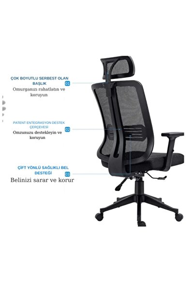 Dopa Rahat Yüksek Sırtlı Döner Yönetici Ofis Koltuğu, Ergonomik Bel Desteği, ...