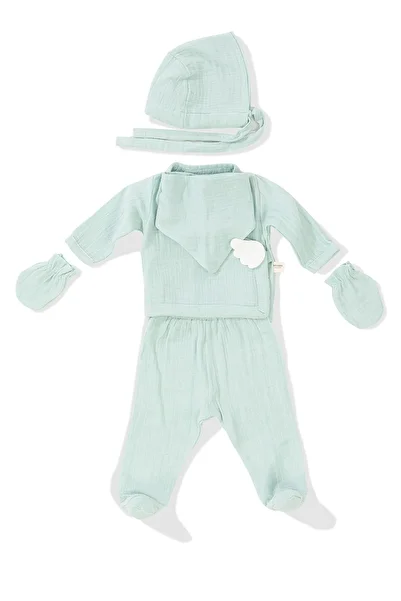 Wellgro Angel Wings Muslin 5-Piece Newborn Set-mint