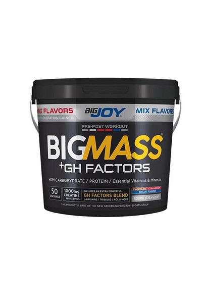 Bigjoy Sports BIGMASS Gainer GH FACTORS Strawberry - Biscuit - Chocolate Mix Aroma 5000g