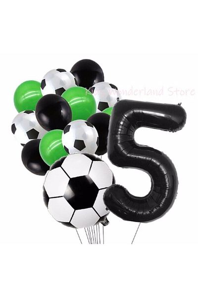 Parti Station Football Ball Match 5 Year Old Balloon Set Football Ball Match Concept Birthday Set Age Balloon Set