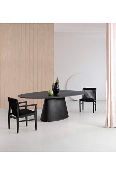 Latanwood Black Nora Oval Ahşap Masa