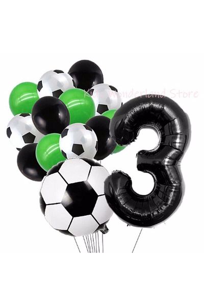 Parti Station Football Ball Match 3 Year Old Balloon Set Football Ball Match Concept Birthday Set Age Balloon Set