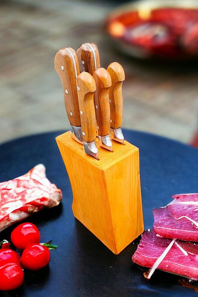 Mrsstore 8 Pcs Kitchen Sacrifice Meat Vegetable Bread Knife Bone Row Masat and Pita Dumpling Knife Sharpening Apparatus