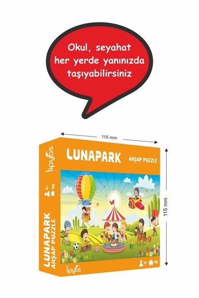 LİPYOS Lunapark'ta Eğlence 40 Parça Mini Ahşap Puzzle