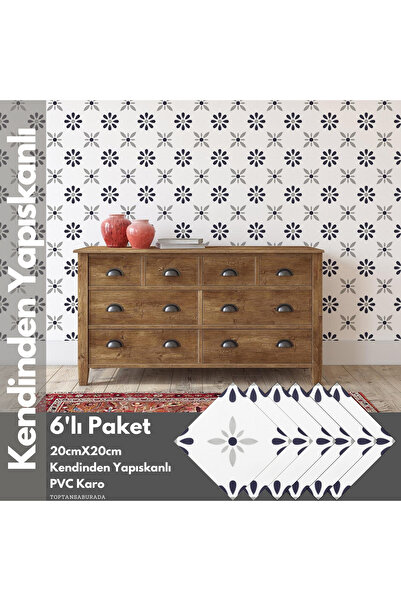 TechnoSmart 6Adet 20cm×20cm Kendinden Yapışkanlı Duvar Kaplama Mutfak Banyo PVC Sticker Dekorasyon
