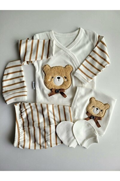 BABY ZUHU Bear Brown - İncibaby Brown Hospital Discharge Bodysuit Set of 5 10...