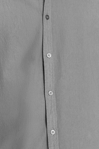 Trendyol Collection Сіра унісекс-сорочка прямого крою, 100% бавовна, з ефектом льону TMNSS23GO00099