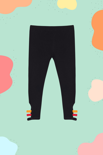 TRENDYOLKIDS Black Girl's Side Detailed Basic Knitted Leggings Tkdss24Ta00002