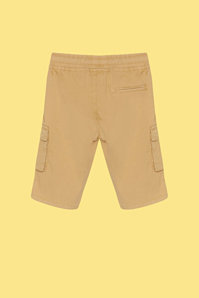 TRENDYOLKIDS Boy's Beige Woven Shorts - Pockets and Elastic Waist TKDSS24SR00002