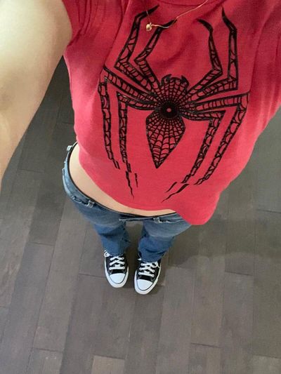 Touz Moda Red Crop Blouse - Spider Printed