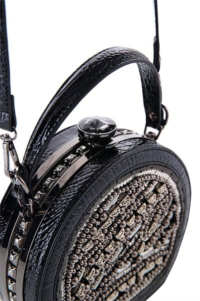 ELATAE Women's Shoulder Strap Stone Cross Bag Black 17059
