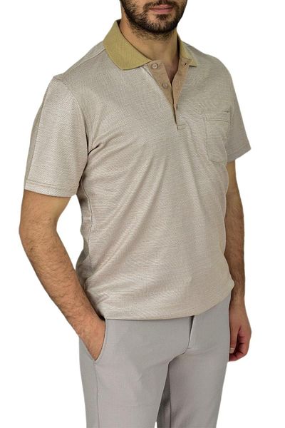 Raymons Tricou pentru bărbați cu gât polo jacquard - R7520 BGL-ST03793