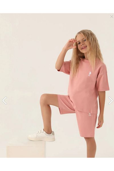 U.S. Polo Assn. Ρετρό ροζ γυναικείο παιδικό κοστούμι βερμούδας - US1822-G