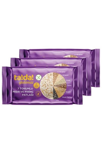 Tada 7 Tohumlu Glutensiz Gluten Free Mısır ve Pirinç Patlağı 60 Gr (3 Adet)