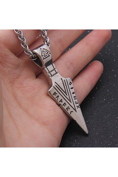 Viking Valknut Embroidered Nordic 316L Large Size Necklace with Runic Symbol