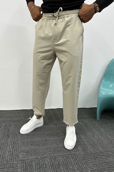 MADZEYMODA Μπεζ Ανδρικό Jogger - Boyfriend Mold, Double Leg, Parachute Fabric