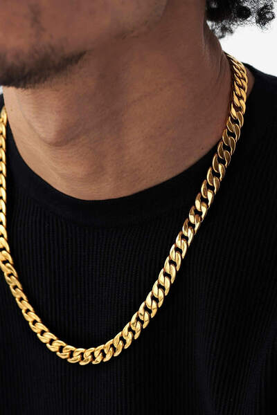 Bluem Paslanmaz Çelik Kalın Sert Kesim Arpa Zincir - Ithal Kararmaz Zincir Kolye