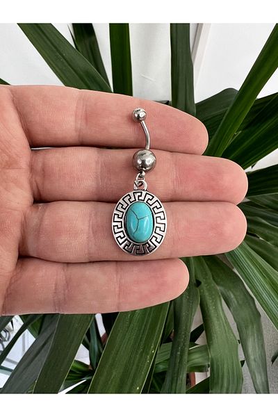 Karınca Piercing Ethnic Surgical Steel Belly Piercing Colored Jewelled Dangle Belly Piercing
