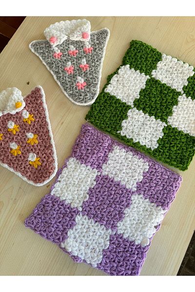 TUTUYA TEXTIL 4 Pieces Mixed Color All Trend Hand Knitted