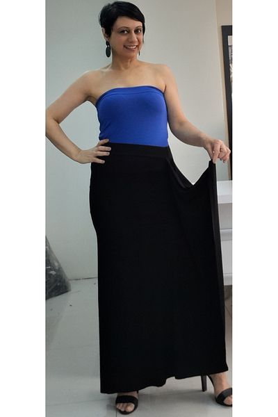 Mertcan Butik Μαύρο μαντήλι βισκόζης - Φούστα με σκίσιμο στο πλάι και ελαστική μέση