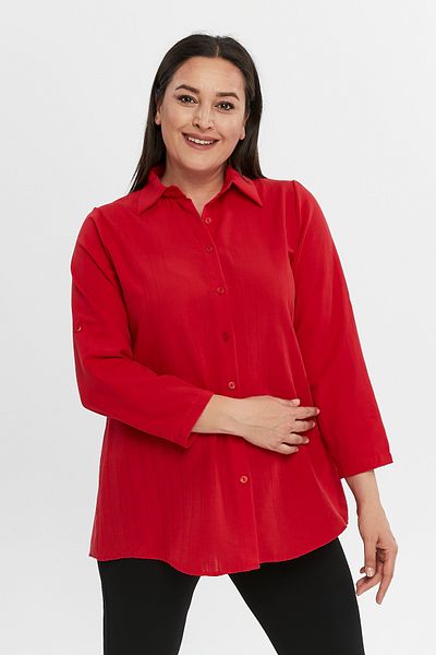 Mole İstanbul Patterned Plus Size Shirt - Self