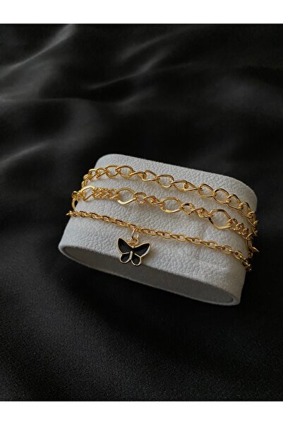 Siuwomen Kelebekli 3’lü Set Çelik Bileklik