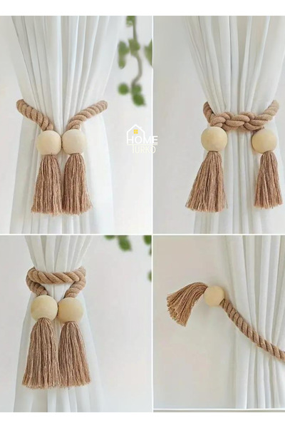 HomeTurko 2 buc. Legare pentru perdele de fereastră din iută Cataramă simplă ...