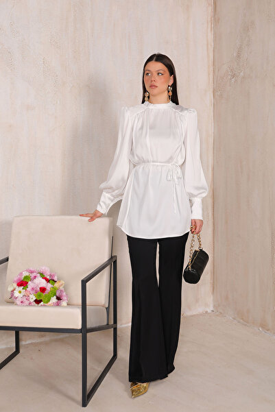 Melike Tatar ECRU Satin Tunic - Model 32-2037