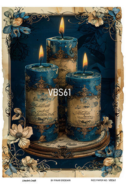 Baykuşca سلسلة VBS61 باللون الأزرق الداكن - ديكوباج نحاسي منقوش بالزهور الزرق...