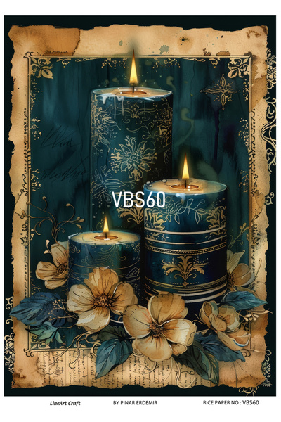 Baykuşca Lacivert Serisi VBS60 Mavi, Çiçek, Portre Desenli 30*42 cm Pirinç De...