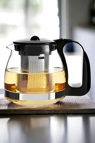 YAKUT 1250 ML Glass Teapot - With Steel Strainer